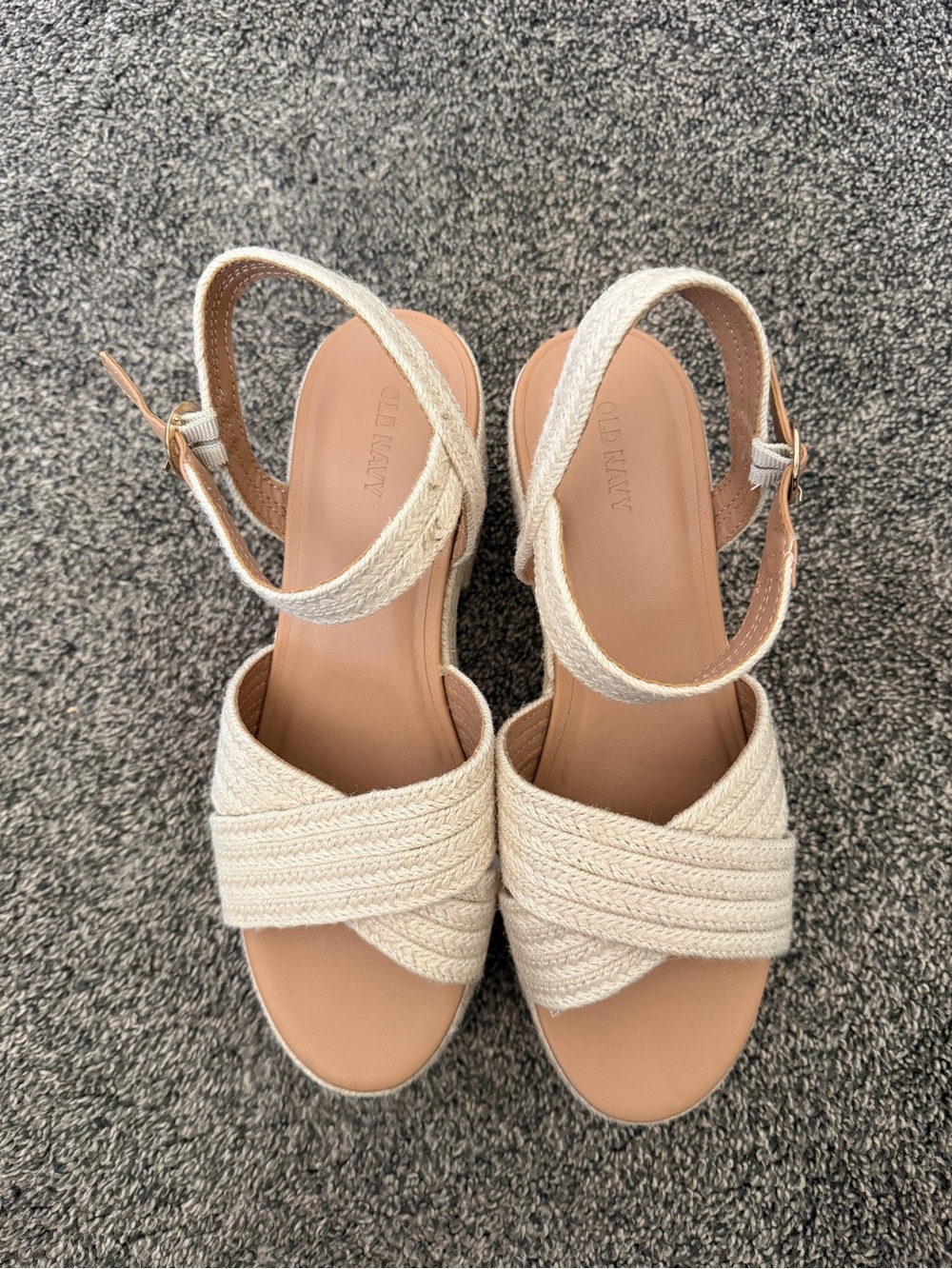 Old Navy Cream Braided Espadrille Wedge Sandals